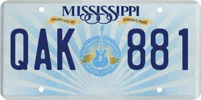 MS license plate QAK881