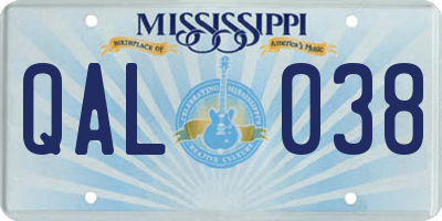 MS license plate QAL038