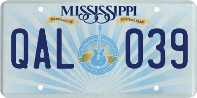 MS license plate QAL039