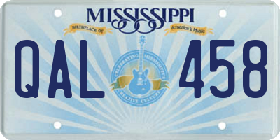 MS license plate QAL458