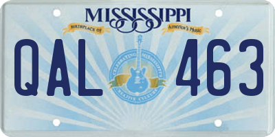 MS license plate QAL463
