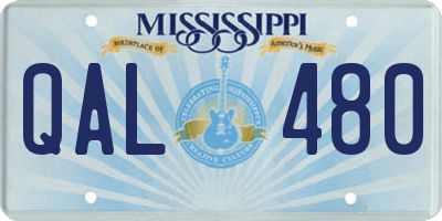 MS license plate QAL480