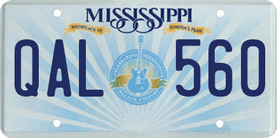 MS license plate QAL560