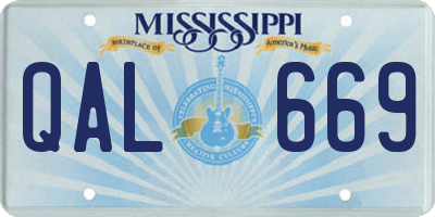 MS license plate QAL669