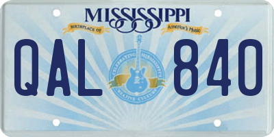 MS license plate QAL840