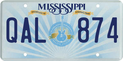 MS license plate QAL874