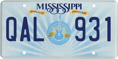 MS license plate QAL931