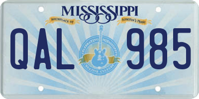 MS license plate QAL985