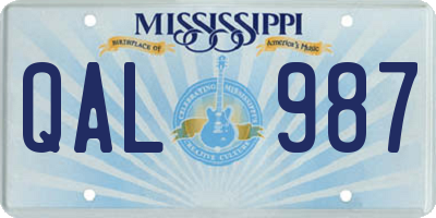 MS license plate QAL987