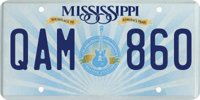 MS license plate QAM860