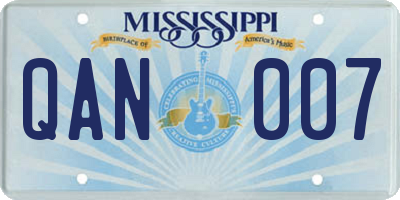 MS license plate QAN007
