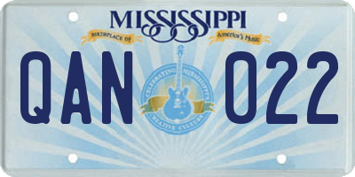 MS license plate QAN022