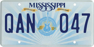 MS license plate QAN047