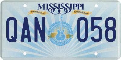 MS license plate QAN058