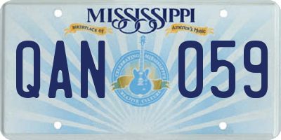 MS license plate QAN059