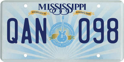 MS license plate QAN098