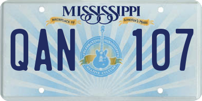 MS license plate QAN107