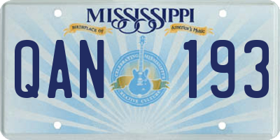 MS license plate QAN193