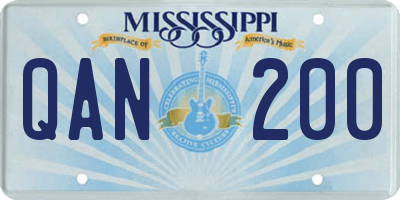MS license plate QAN200