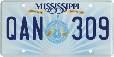 MS license plate QAN309