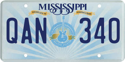 MS license plate QAN340