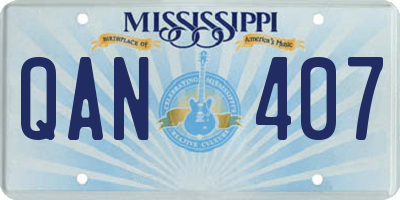 MS license plate QAN407