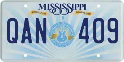 MS license plate QAN409