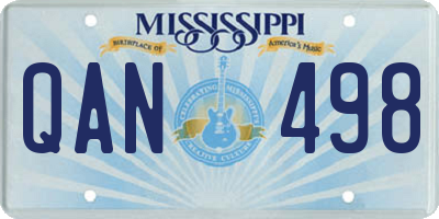 MS license plate QAN498