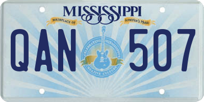 MS license plate QAN507