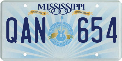 MS license plate QAN654