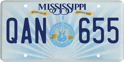 MS license plate QAN655