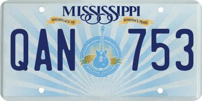 MS license plate QAN753