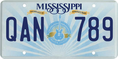 MS license plate QAN789