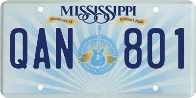 MS license plate QAN801