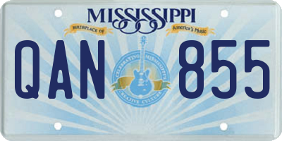 MS license plate QAN855