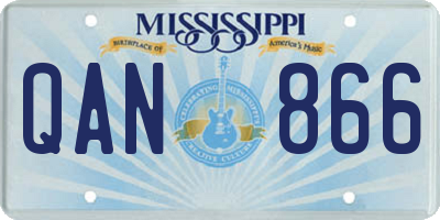 MS license plate QAN866