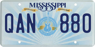 MS license plate QAN880