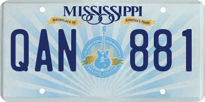 MS license plate QAN881