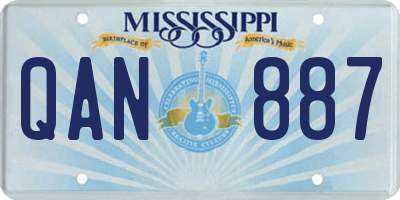 MS license plate QAN887