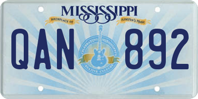 MS license plate QAN892