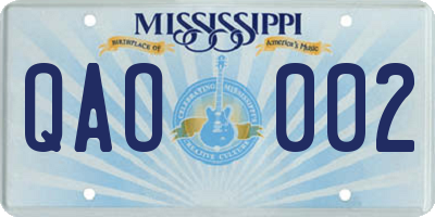 MS license plate QAO002