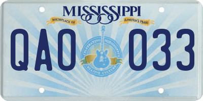 MS license plate QAO033