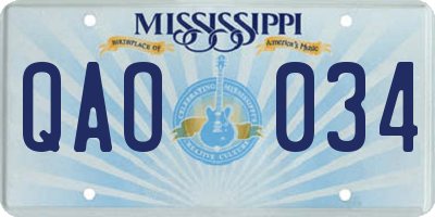 MS license plate QAO034