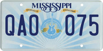 MS license plate QAO075