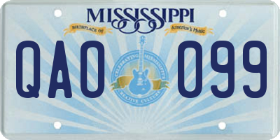 MS license plate QAO099