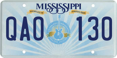 MS license plate QAO130