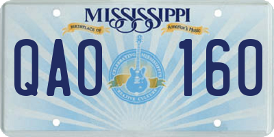 MS license plate QAO160