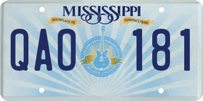 MS license plate QAO181