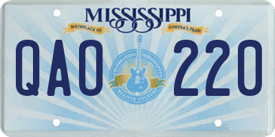MS license plate QAO220