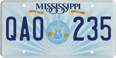 MS license plate QAO235